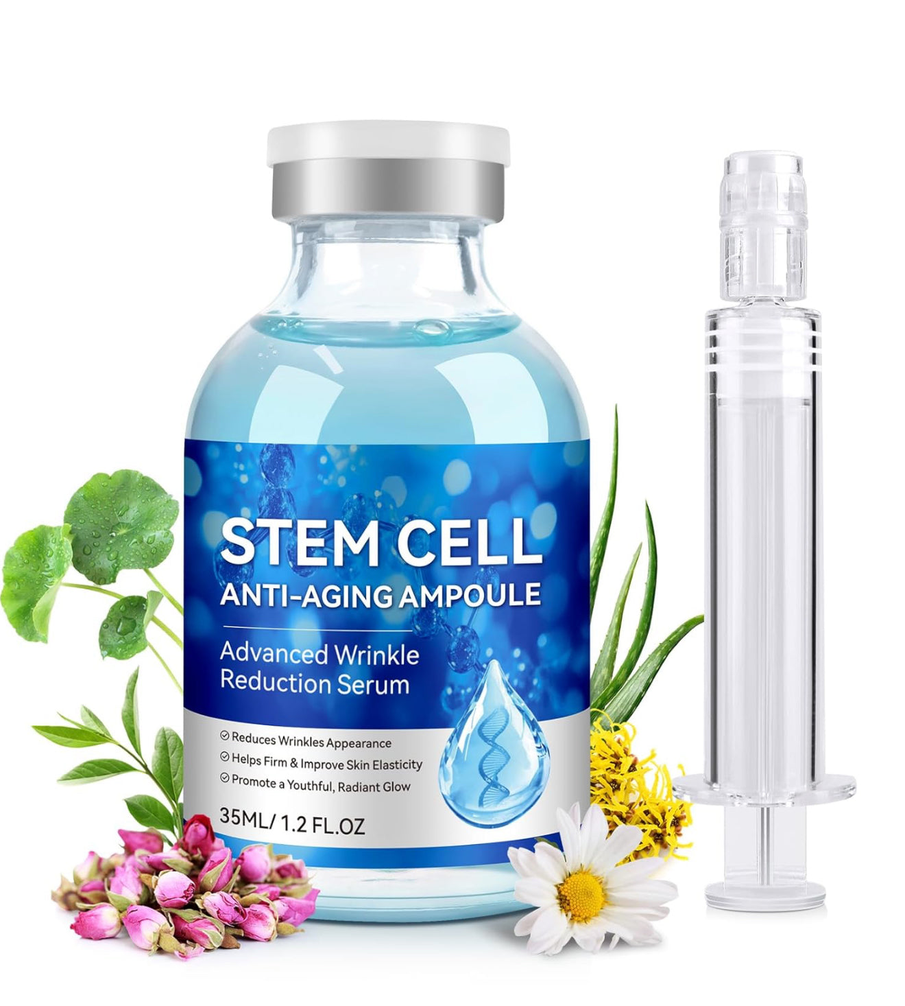 Stem Cell Serum for Face, Stem Cell Anti-Aging Ampoule, Anti Aging Smooth Nourish & Moisturize Skin Serum-1.2 fl.oz