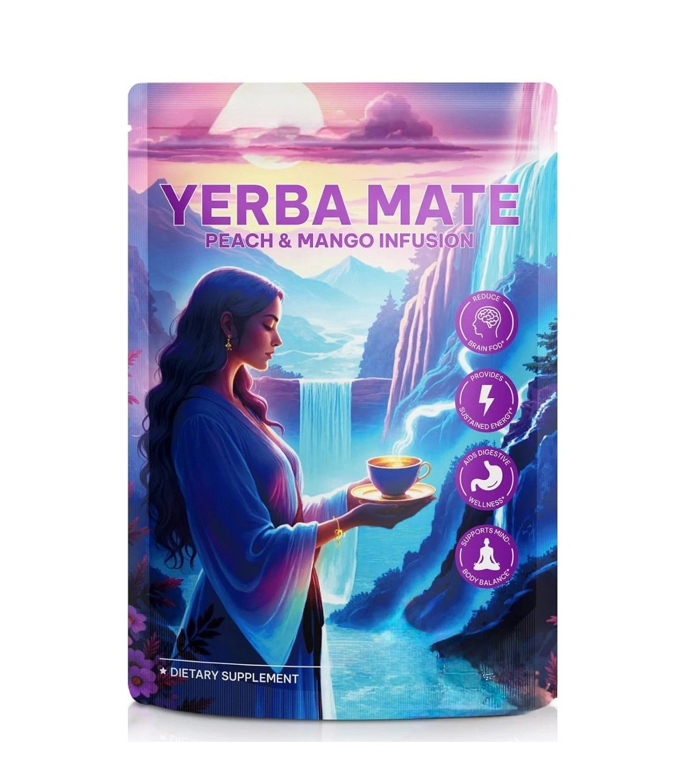 Yerba Mate Instant Tea Powder – Super Yerba for Reduce Brain Fod, Gut Health, Relaxation and Focus, Sugar-Free, Ideal for Health Enthusiasts, Traditional Argentina Yerba Mate Peach Mango Magic