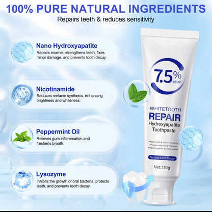 Set 2-Pack Hydroxyapatite Toothpastes for Enamel Protection and Tooth Strengthening, Gentle Mint, Fresh Breath, Daily Use for Oral Health