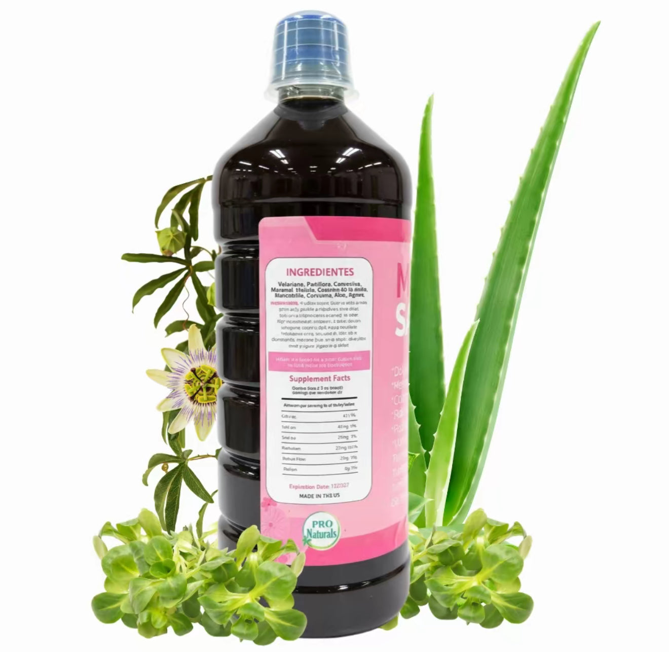 MujerSana Tonico Valeriana + Sabila ( Aloe Vera Tonic) Pasiflora + Moronel + curcuma , Mujer Sana antioxidantes , Jugo de Tonico
