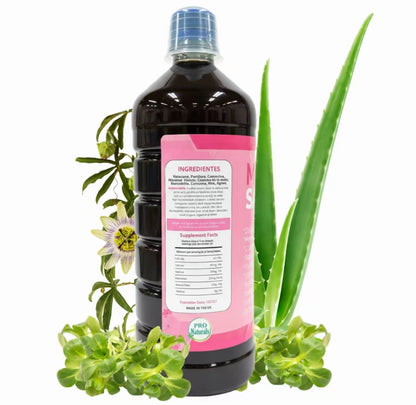 MujerSana Tonico Valeriana + Sabila ( Aloe Vera Tonic) Pasiflora + Moronel + curcuma , Mujer Sana antioxidantes , Jugo de Tonico
