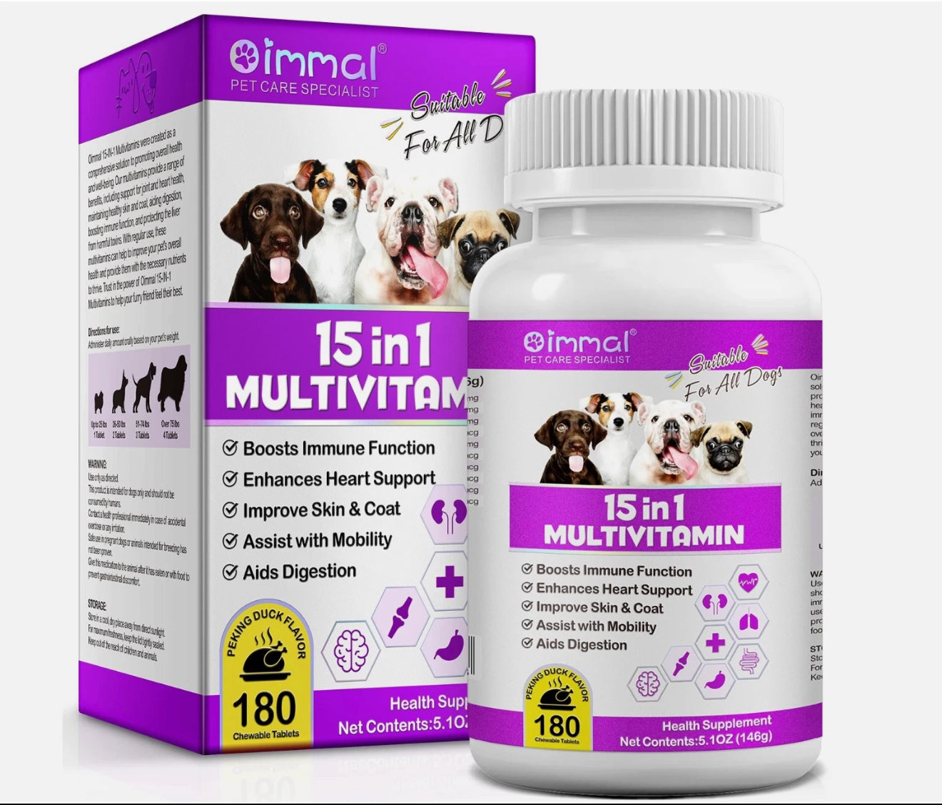 Multivitamin for Dogs 15 in 1 Multivitamin for Dogs, Dog Vitamins & Supplement