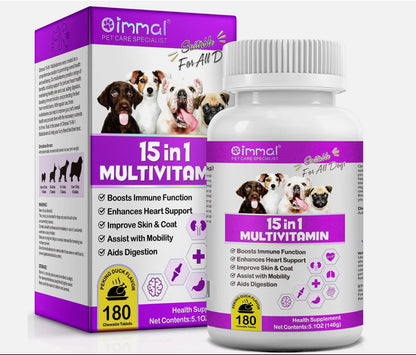 Multivitamin for Dogs 15 in 1 Multivitamin for Dogs, Dog Vitamins & Supplement