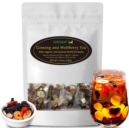 Kidney Tea - Ginseng and Wolfberry Tea, Ginseng Nine Treasure Tea, Men's Health Tea Herbal 9 Precious Ingredients Formula, Natural Organic Kidney Cleanse Detox Tea for Women & Men (1Bag(12pcs))