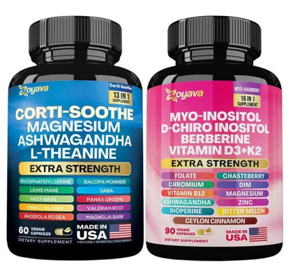 Cortisol and Myo-Inositol Supplement 13-in-1 Cortisol Balance with Ashwagandha,