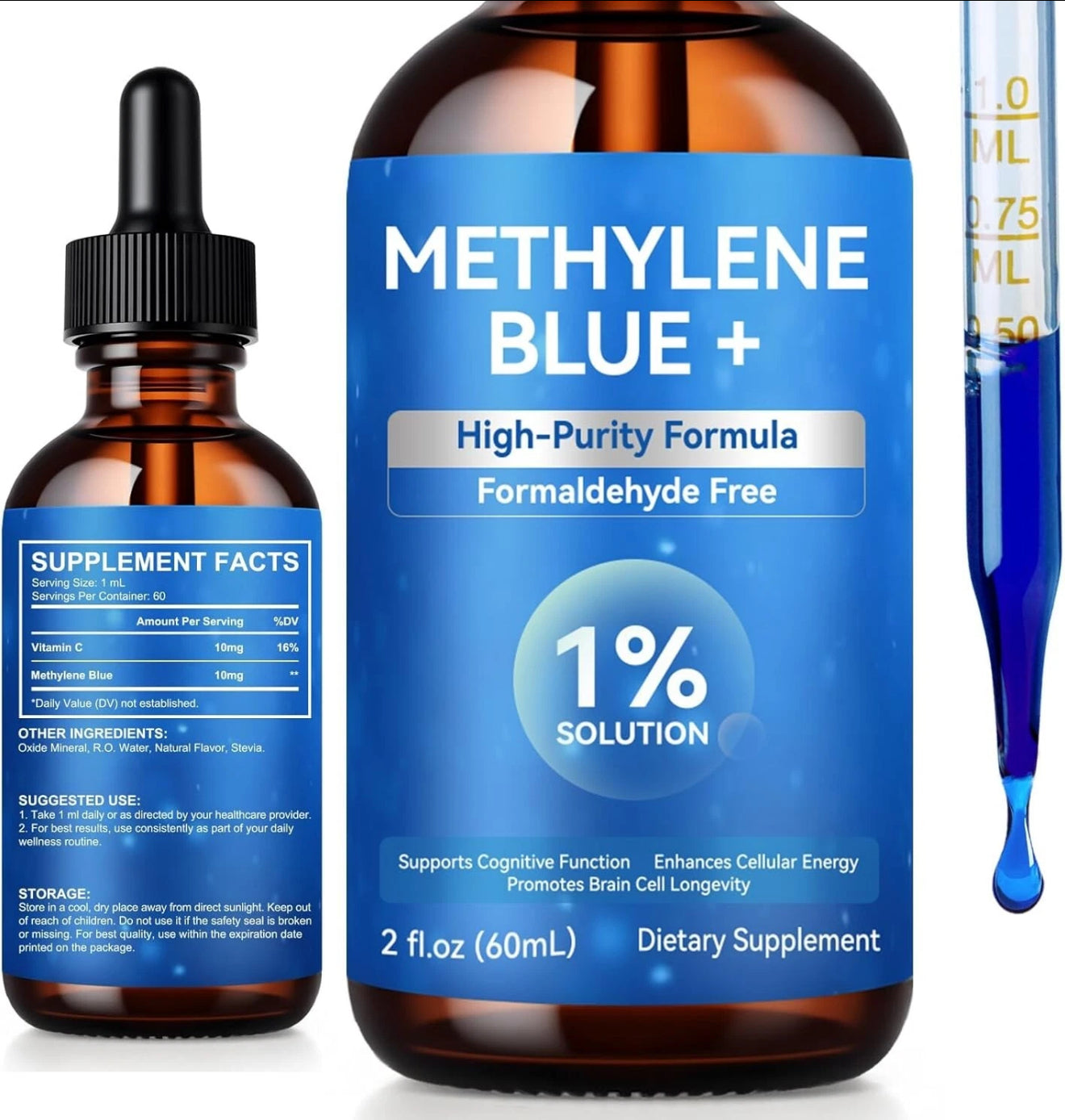 Methylene Blue Liquid Drops,Methylene Blue 1% Pharmaceutical Grade (USP). – Premium Quality