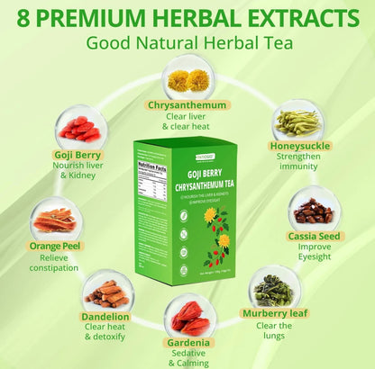 Goji Berry Chrysanthemum Tea for Liver Health - Dandelion Wolfberry Tea Loose Leaf (1Box,15 Bags).