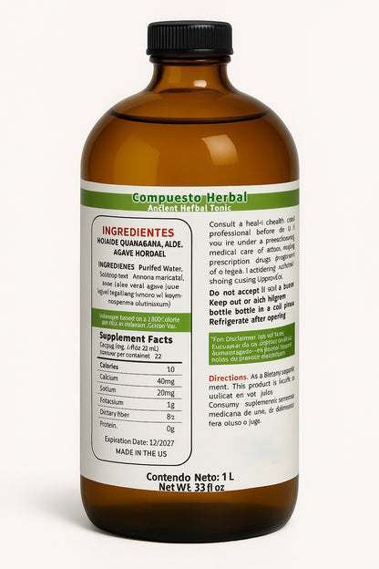 975ML Soursop Bitters Liquid - Soursop Leaves Extract with Agave, Aloe Vera and Moronel for Digestive Health Support and Immune System Boost Jugo De Guanabana Leaf Tonic 33Fl oz