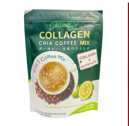 FITGUM Collagen Chia Coffee - 11 in 1 Coffee Mix (10 Sachets x 12g)