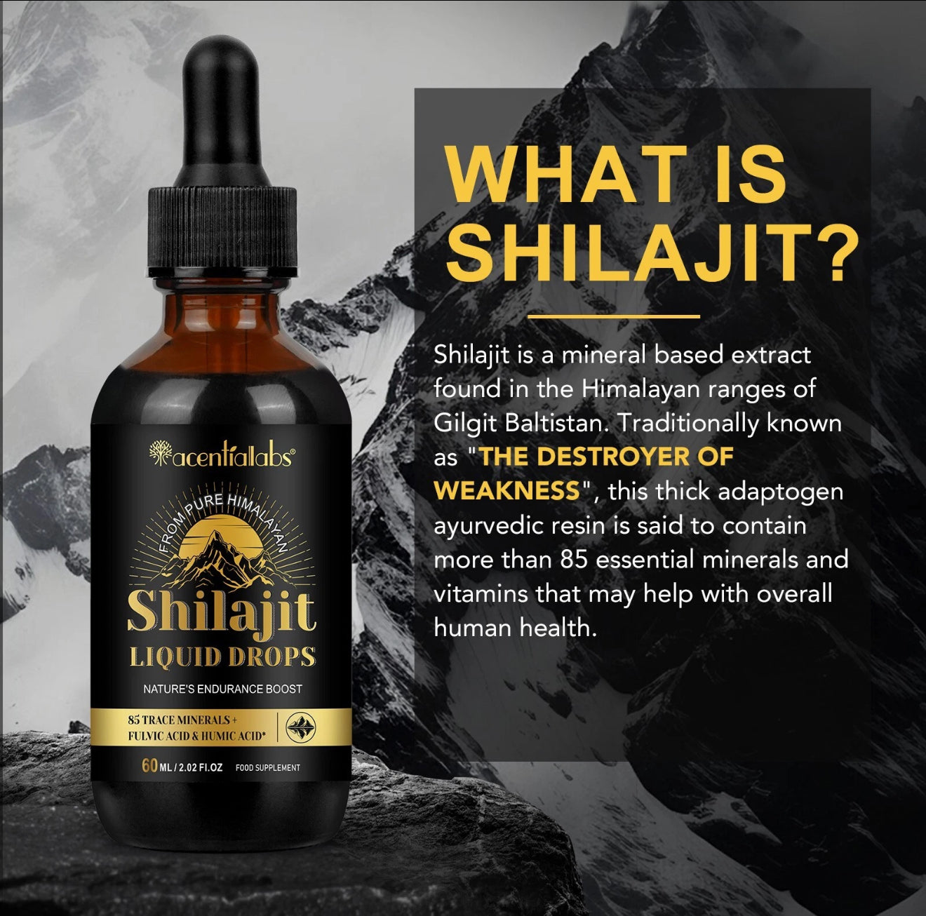 Shilajit Pure Himalayan Organic Resin Drop.