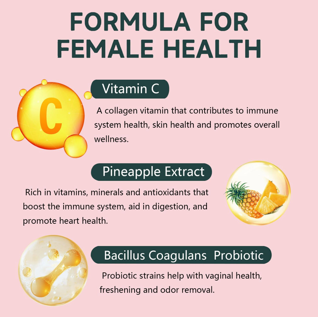 Premium Feminine Balance Gummies PH Balance Vaginal Health Gummies Probiotics Hawaiian Pineapple Female Gummy for Women Private Area - 60 Gummies - 30 Servings
