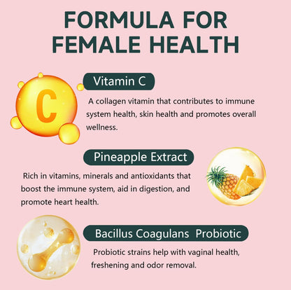 Premium Feminine Balance Gummies PH Balance Vaginal Health Gummies Probiotics Hawaiian Pineapple Female Gummy for Women Private Area - 60 Gummies - 30 Servings