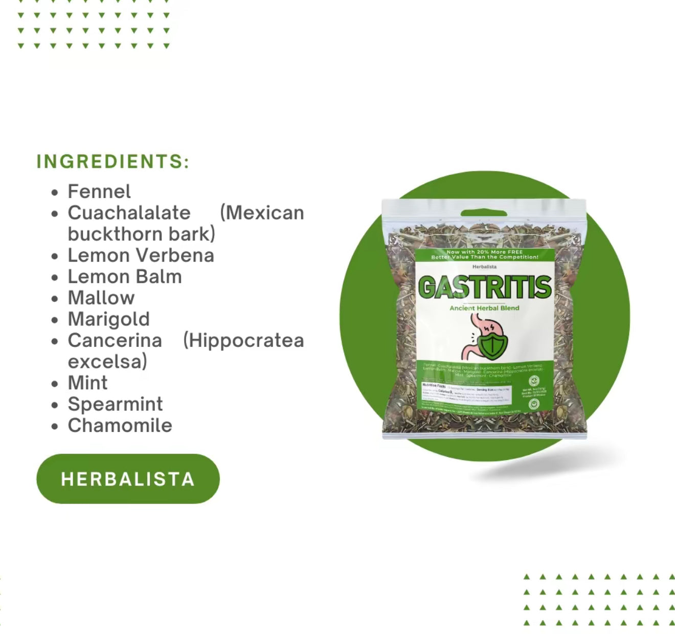 Gastritis- BYE Herbal Tea – 100% Natural Herbal Infusion – Compuesto de Hierbas Naturales – 5 oz – Herbal Mixture for Digestive Comfort – Té para Bienestar Estomacal – Non-GMO | No Cafeíne