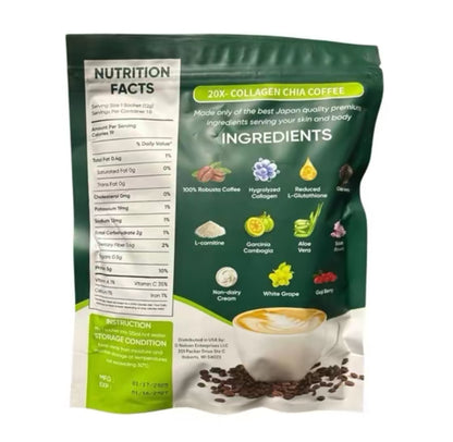 FITGUM Collagen Chia Coffee - 11 in 1 Coffee Mix (10 Sachets x 12g)