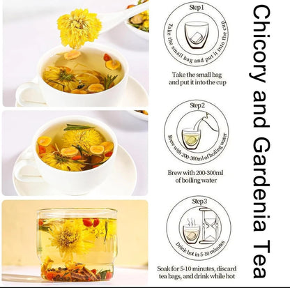 Organic Chicory and Gardenia Tea – Supports Kidney & Liver Health, Natural Blend with Licorice, Chrysanthemum, Orange Peel & More, 150g