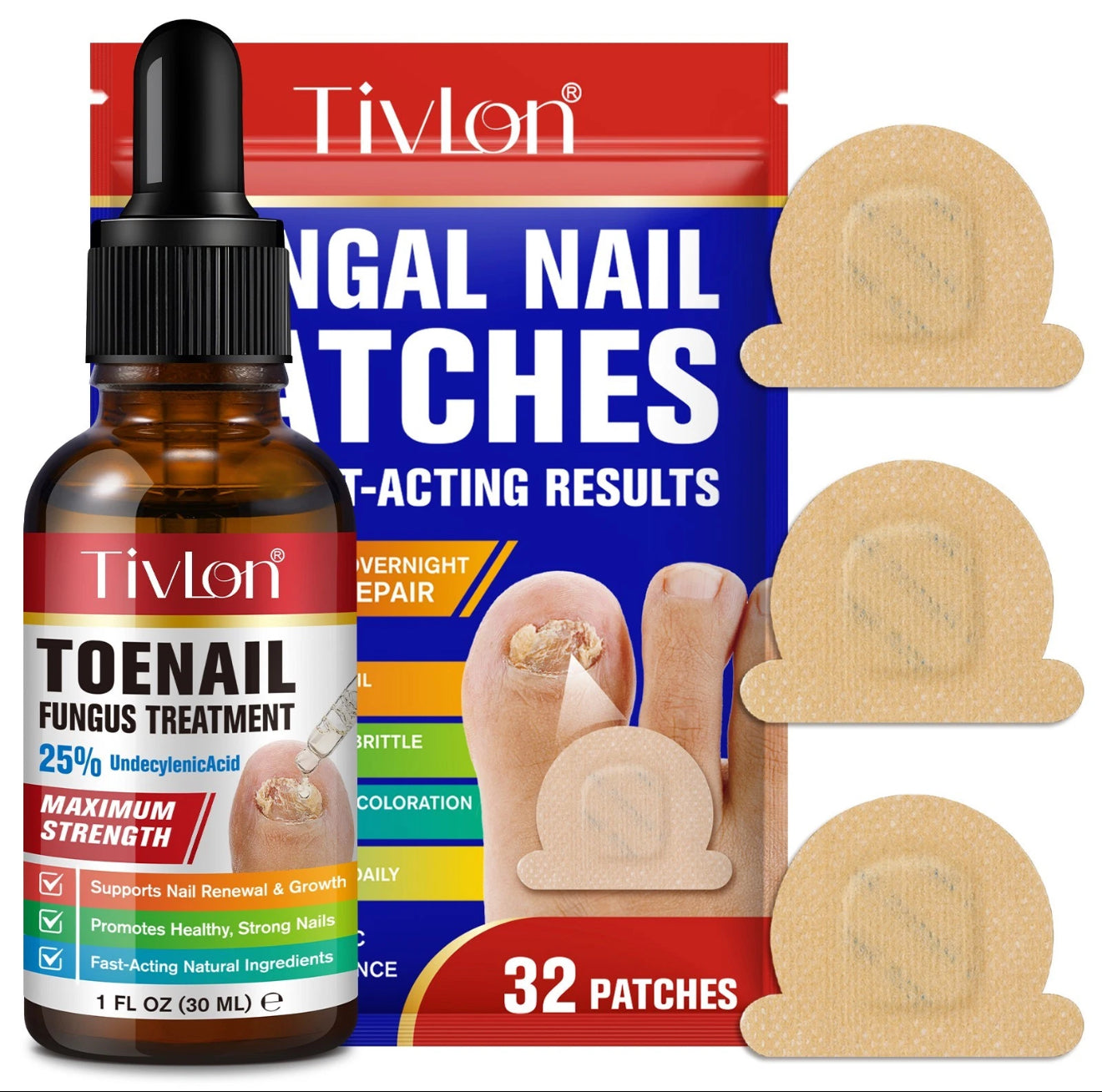 32PCS Nail Fungus Treatment For Toenails Nail Repair & Fungal Patches + OIL SET