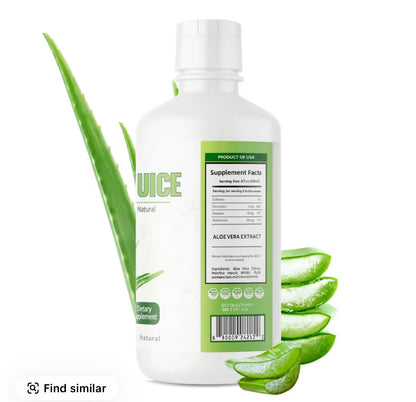 Aloe Vera Juice - 32 fl oz - Unflavored and Gluten Free Drink 100% concentrated Jugo de Sabila - Made in USA