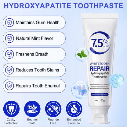 Set 2-Pack Hydroxyapatite Toothpastes for Enamel Protection and Tooth Strengthening, Gentle Mint, Fresh Breath, Daily Use for Oral Health
