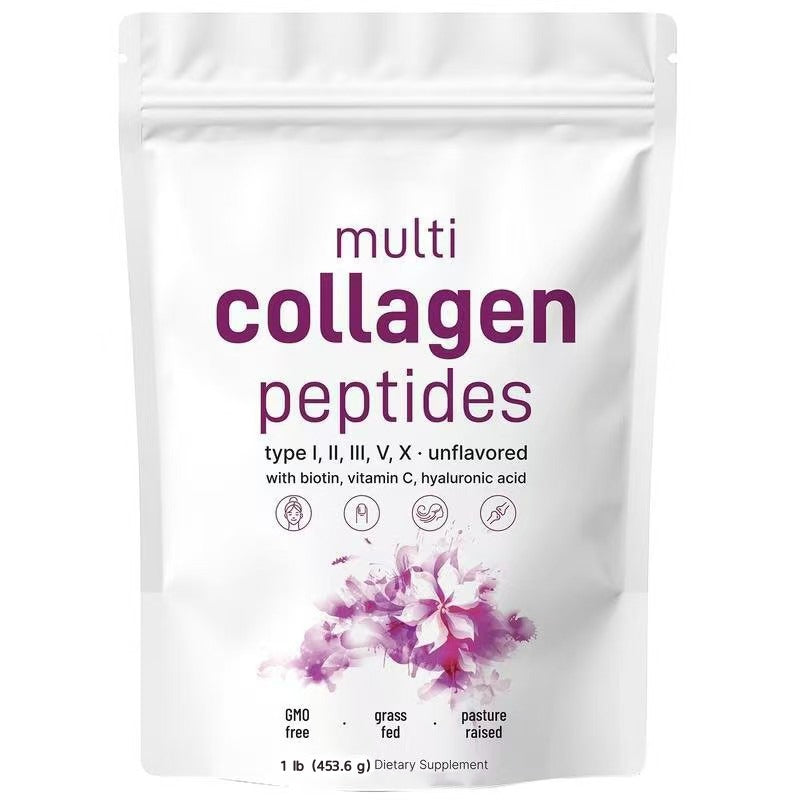 Multi Collagen Peptides Powder 1 lb Hydrolyzed Protein Peptide Type I,II,III,V,X