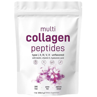 Multi Collagen Peptides Powder 1 lb Hydrolyzed Protein Peptide Type I,II,III,V,X