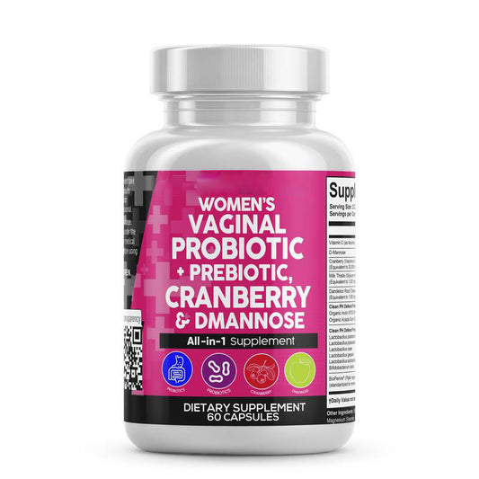 Vaginal Probiotics for Women with Cranberry, D-Mannose, Prebiotics - 60 Capsules