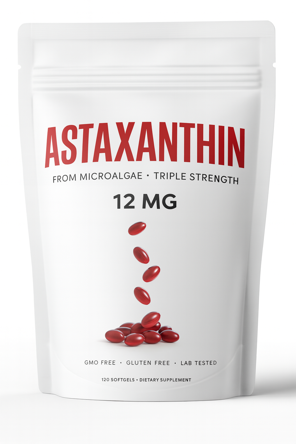 Astaxanthin Tanning Pills 12mg, 120 Softgels Triple Strength Skin Vitamins for Women with Antioxidant Activity, Supports Eye Joint Internal Circulation Health Supplement Non-GMO & No Gluten