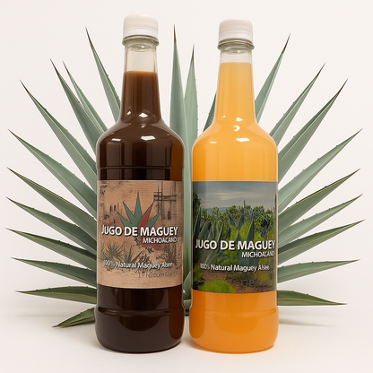 Maguey Juice - Jugo De Maguey Michoacano Tarasco de 1 litro (33.3Fl Oz) 100% Natural (Natural & Asado)