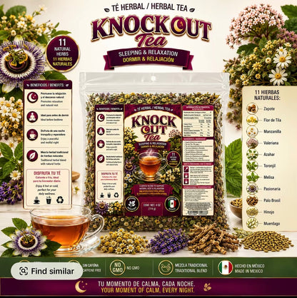 Knock Out Tea Mexican Knock Out Sleep Tea 4 oz Herbal Blend for Relaxation and Better Sleep Quality with Valerian Root