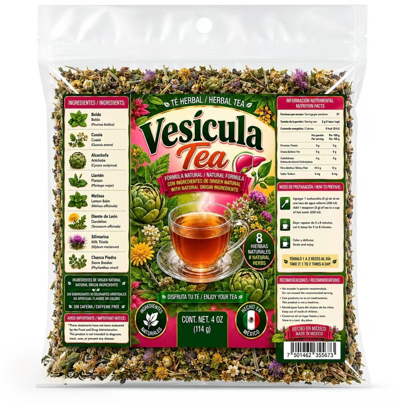 Vesicula Tea - Mexican Herbal Gallbladder Tea 4 oz - Natural Ingredients -  - Made in Mexico