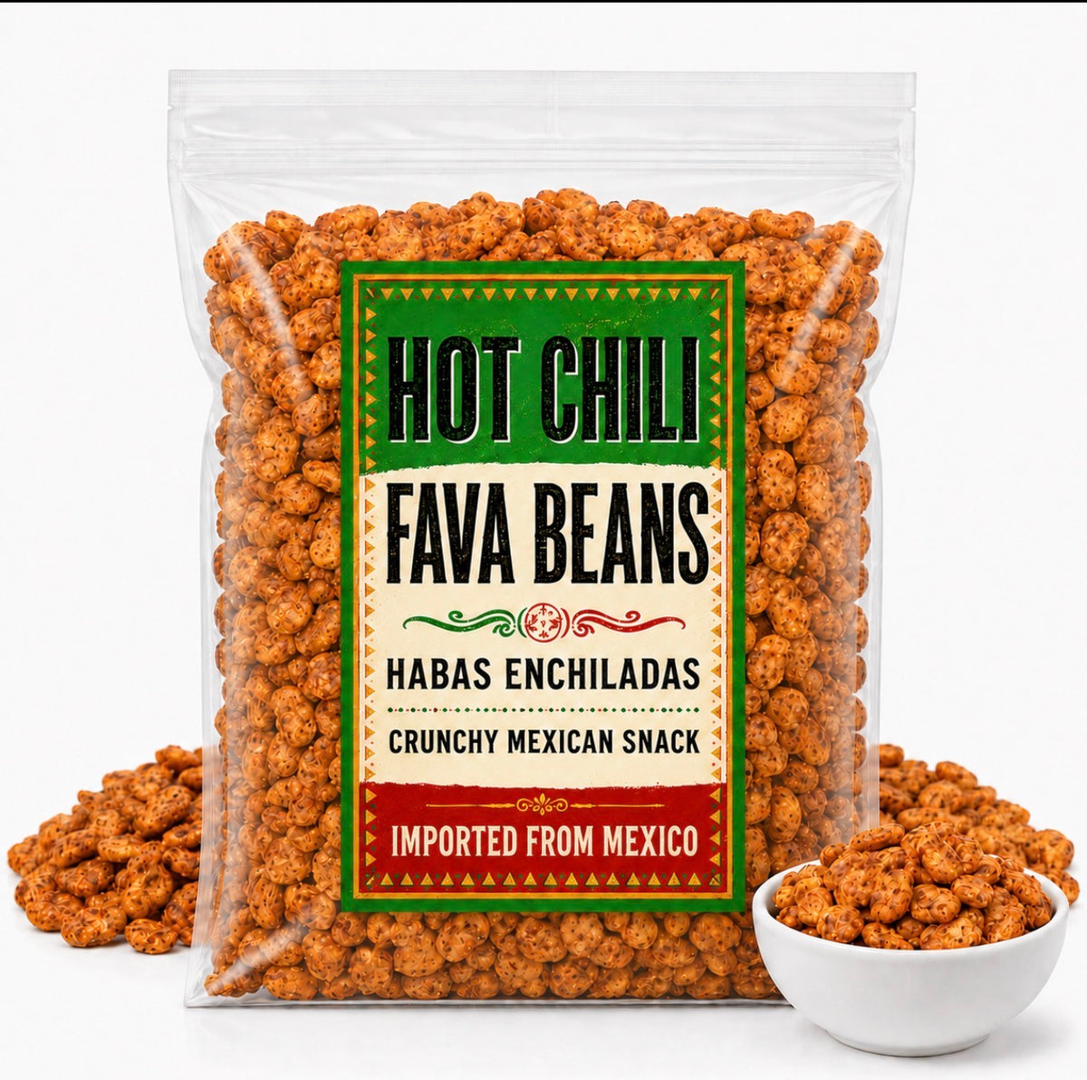 Hot Chili Fava Beans Habas Enchiladas Crunchy Mexican Snack Imported from Mexico