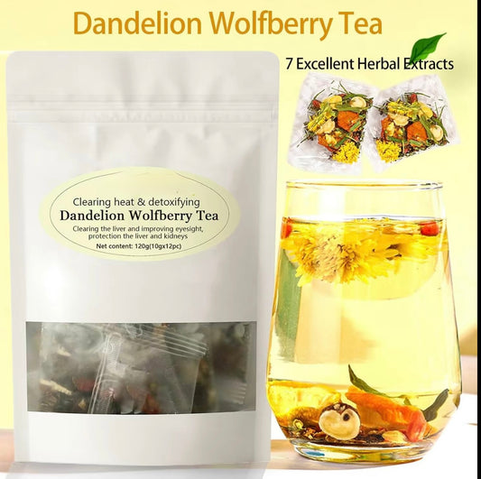 Dandelion Wolfberry Tea, Kidneys & Liver Herbal, Detox Cleanse Detox Herbal Tea