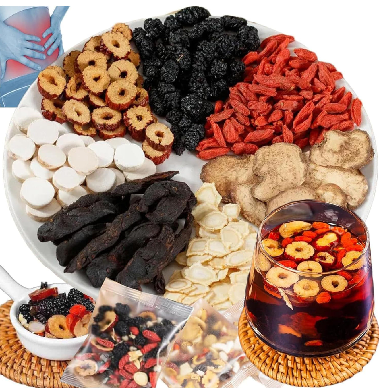 25 pcs Ginseng six treasure tea , Kidney tea ,liver tea , red date kidney health