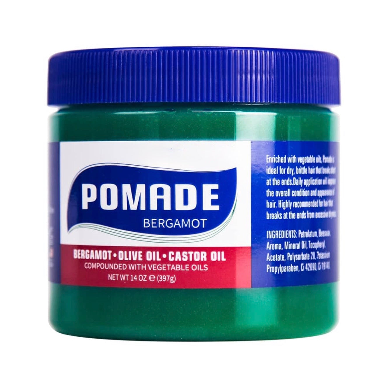 Bergamot Pomade for Styling with Olive Oil & Castor Oil, 14oz