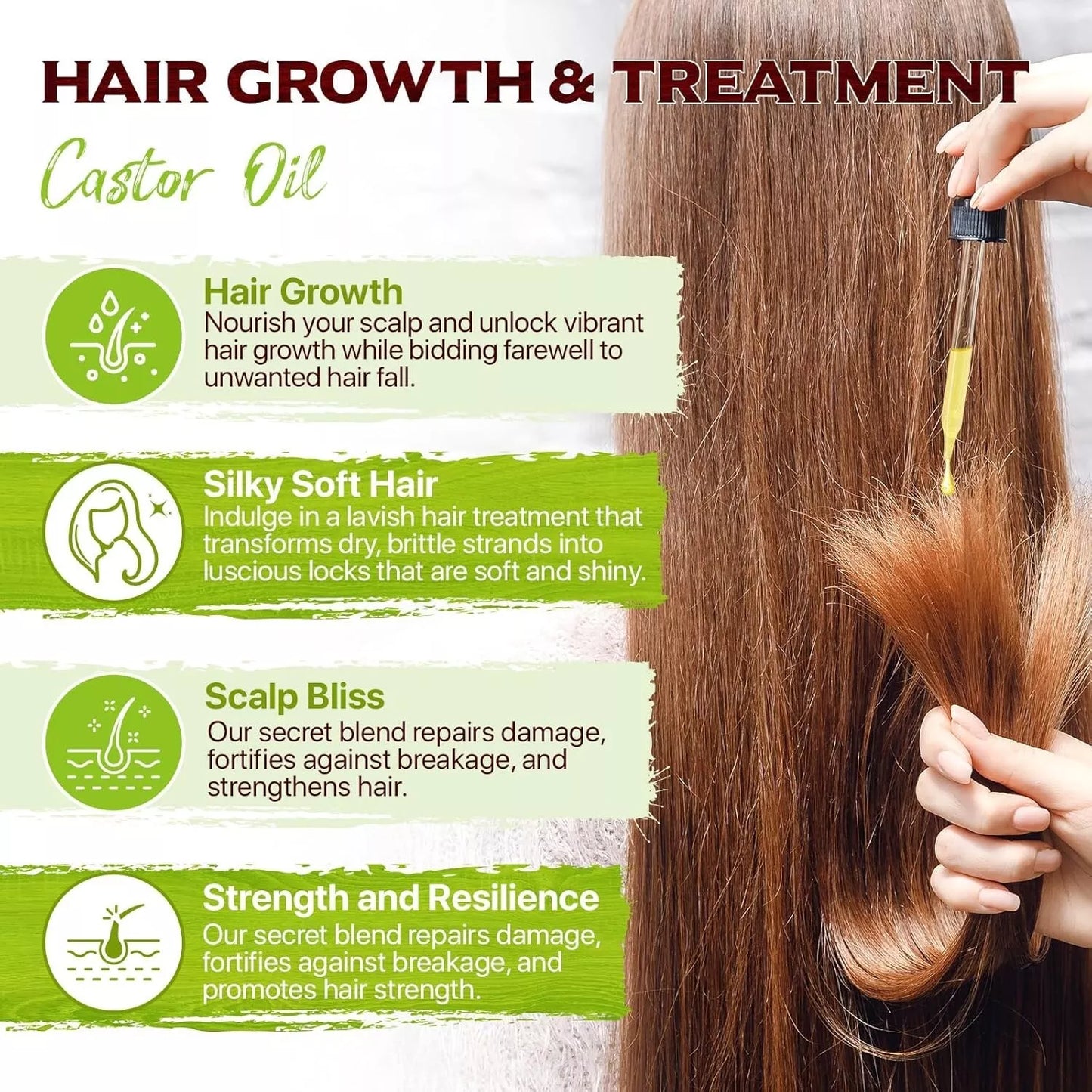 Natural Castor Oil Jamaican Black Glass Bottles w/ Dropper 100% Pure and Organic