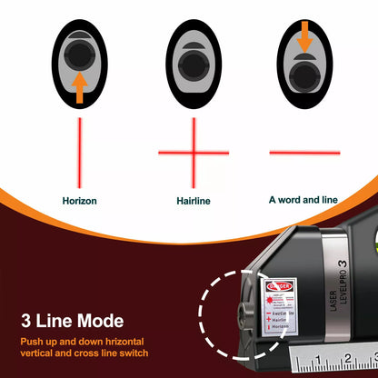 Multipurpose Laser Level Vertical Horizon Measuring Tape Aligner Metric Rulers