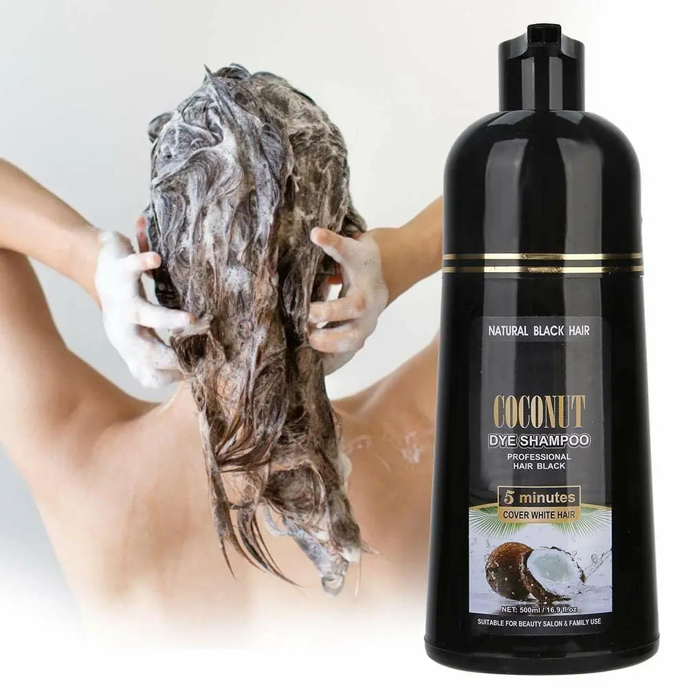 Coconut Black Permanent Hair Dye Instant Hair Dye Fast Color Shampoo Argan Oil