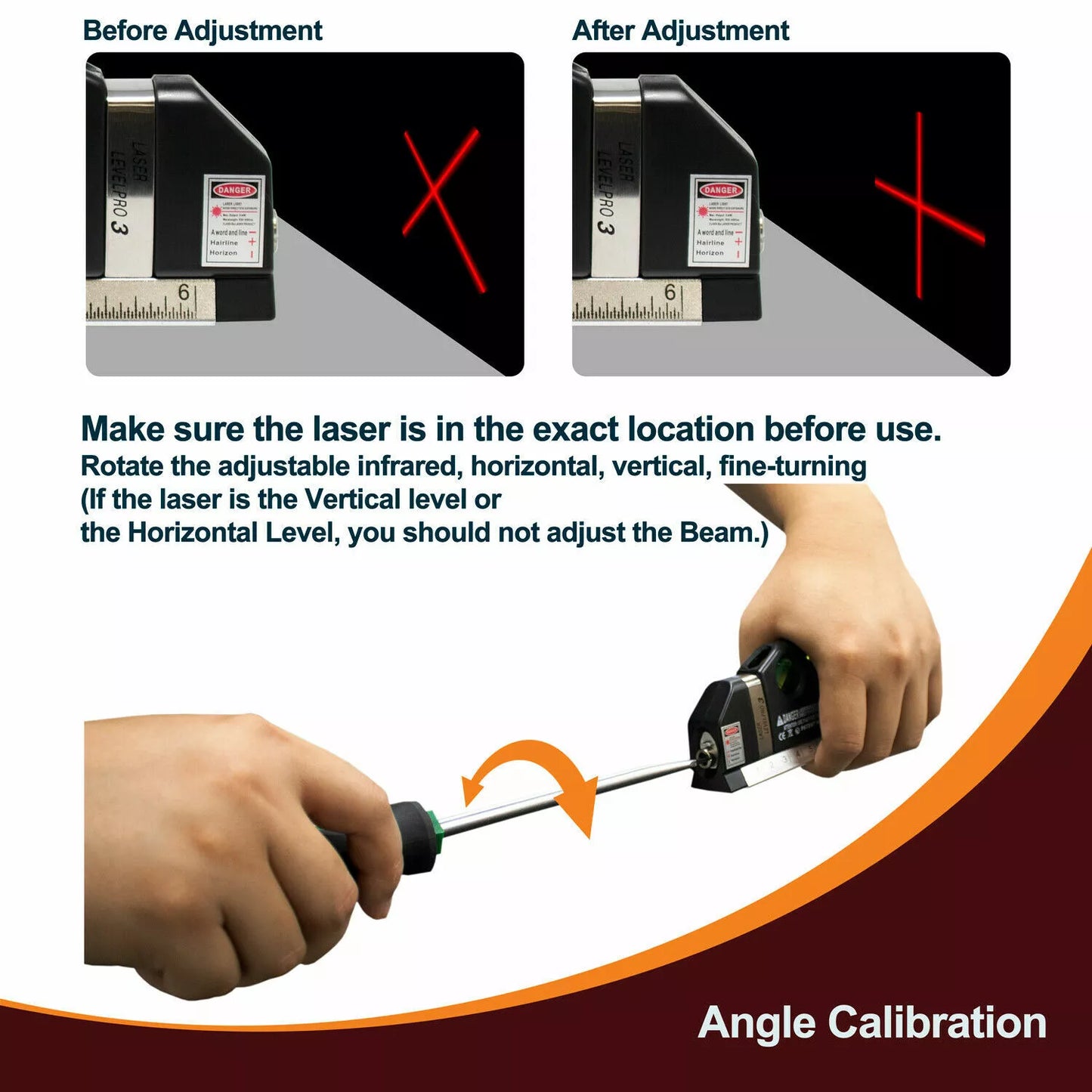 Multipurpose Laser Level Vertical Horizon Measuring Tape Aligner Metric Rulers