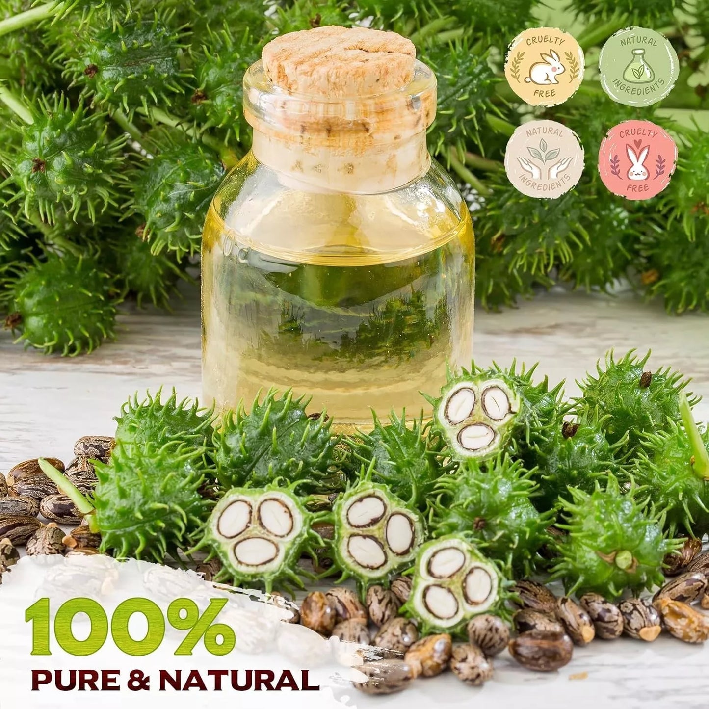 Natural Castor Oil Jamaican Black Glass Bottles w/ Dropper 100% Pure and Organic