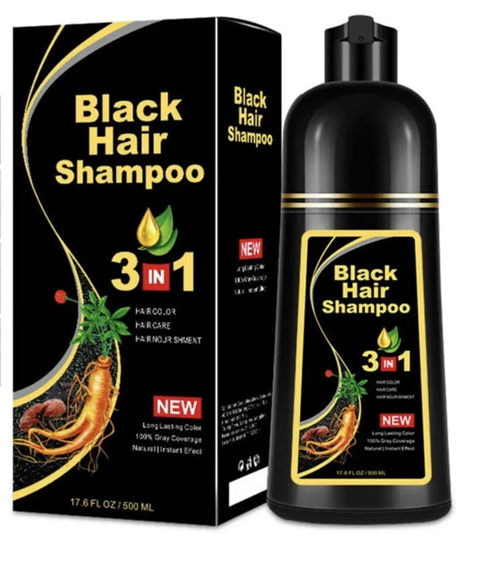 500ml Permanent Black Hair Dye Shampoo.