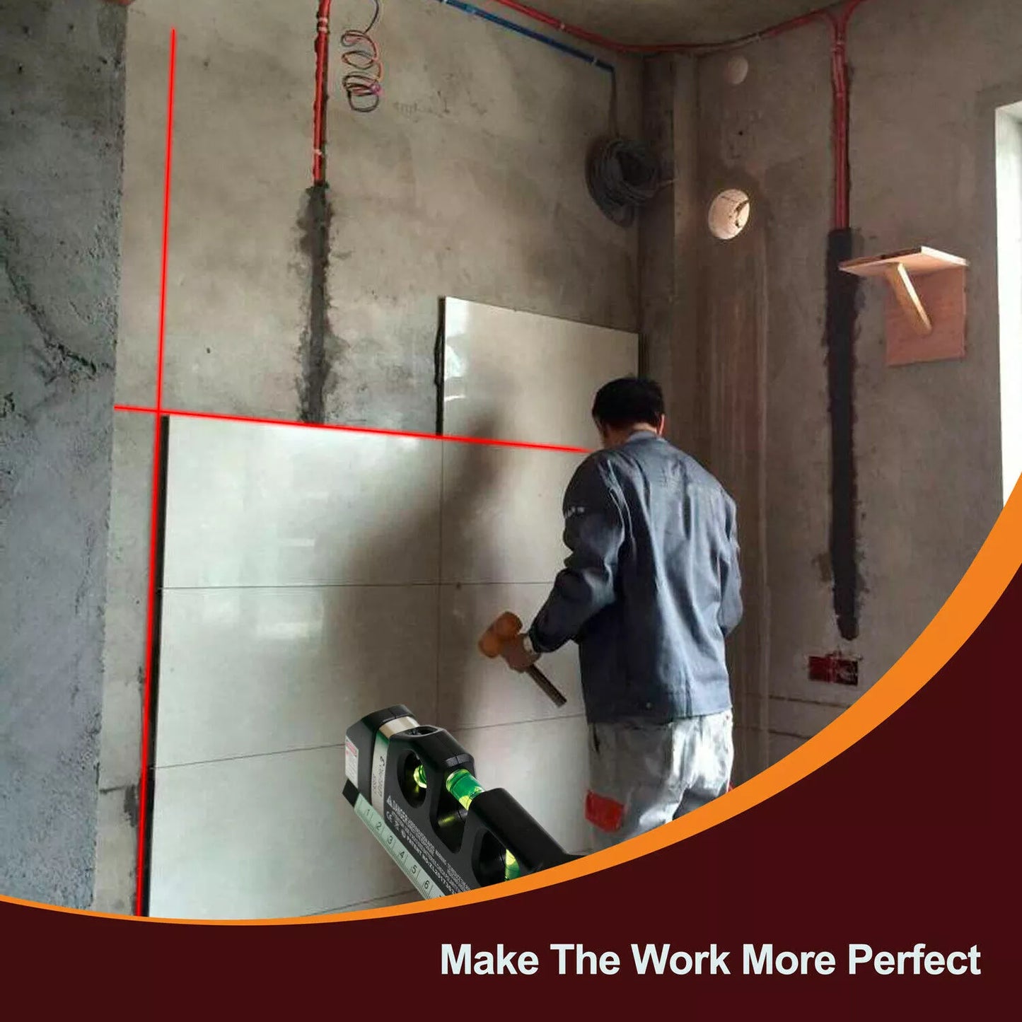 Multipurpose Laser Level Vertical Horizon Measuring Tape Aligner Metric Rulers