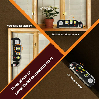 Multipurpose Laser Level Vertical Horizon Measuring Tape Aligner Metric Rulers