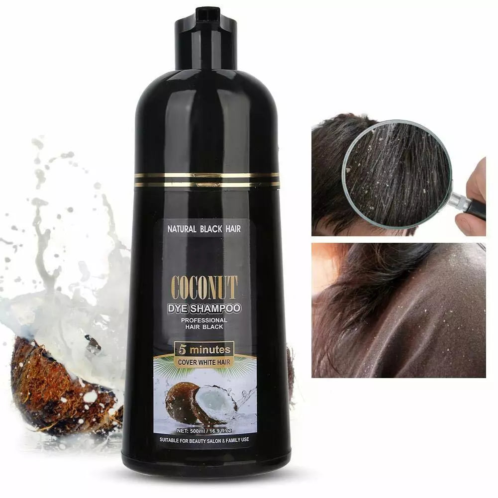 Coconut Black Permanent Hair Dye Instant Hair Dye Fast Color Shampoo Argan Oil