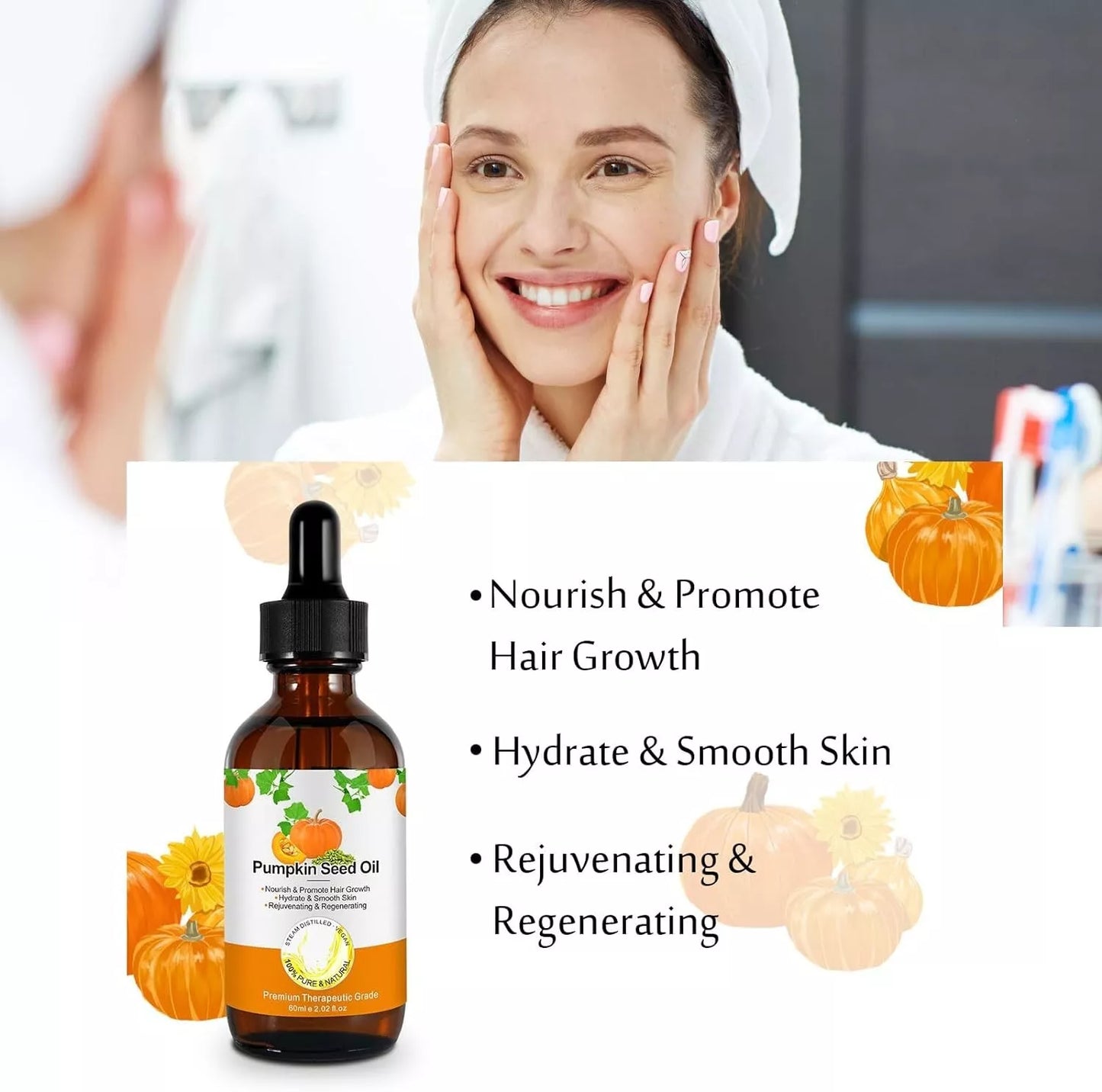 Pumpkin Seed Oil,Organic Pumpkin Seed Essential Oil Dry Damaged Hair, 100%PURE